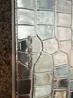 Michael Kors Metallic Silver Croc-Embossed Crossbody